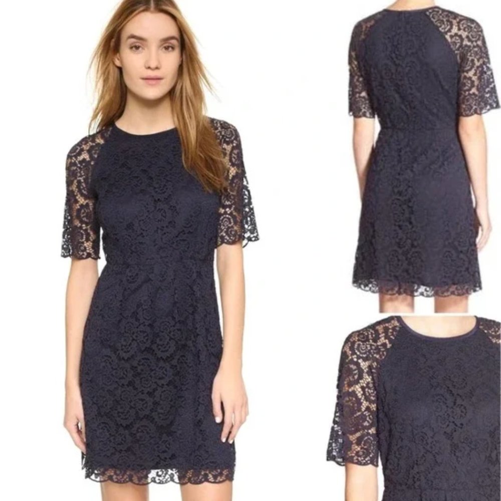 💖 Madewell Lace Magnolia Navy Dress Like New Size 0
